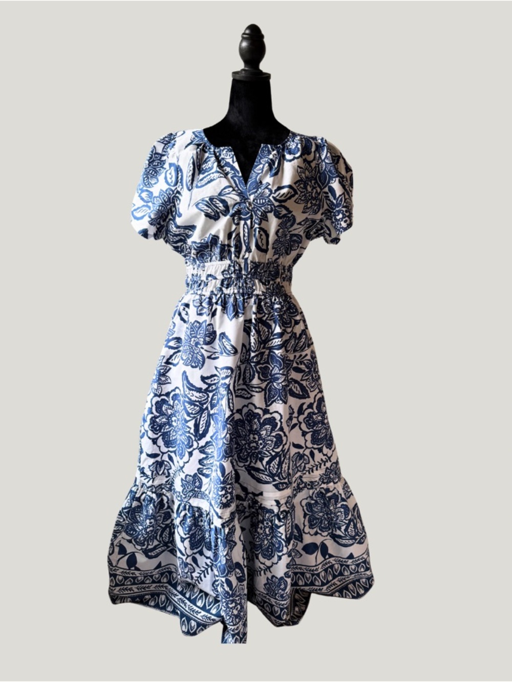 Cece Floral Smocked Waist Maxi Dress - Size L